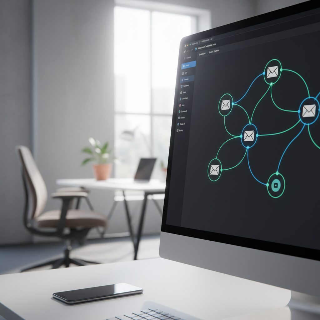 Éditeur visuel de workflows d'automatisation email avec séquences connectées dans Brevo
