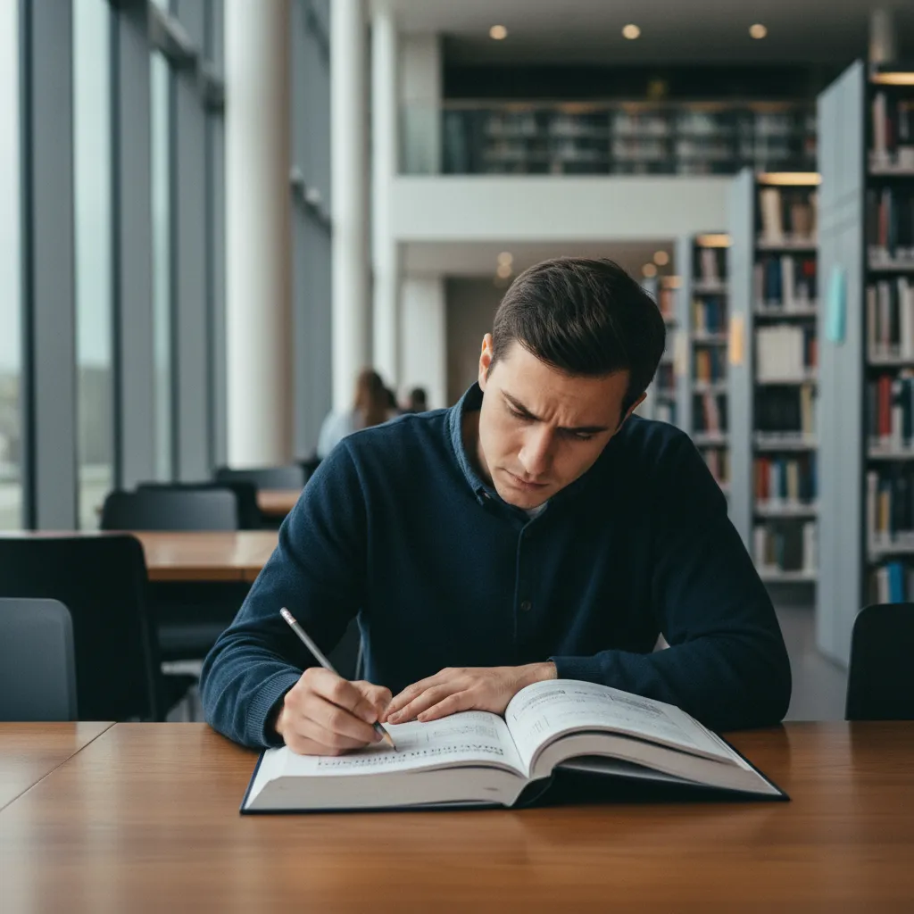 Lecture d'un ouvrage technique sur le machine learning en bibliothèque