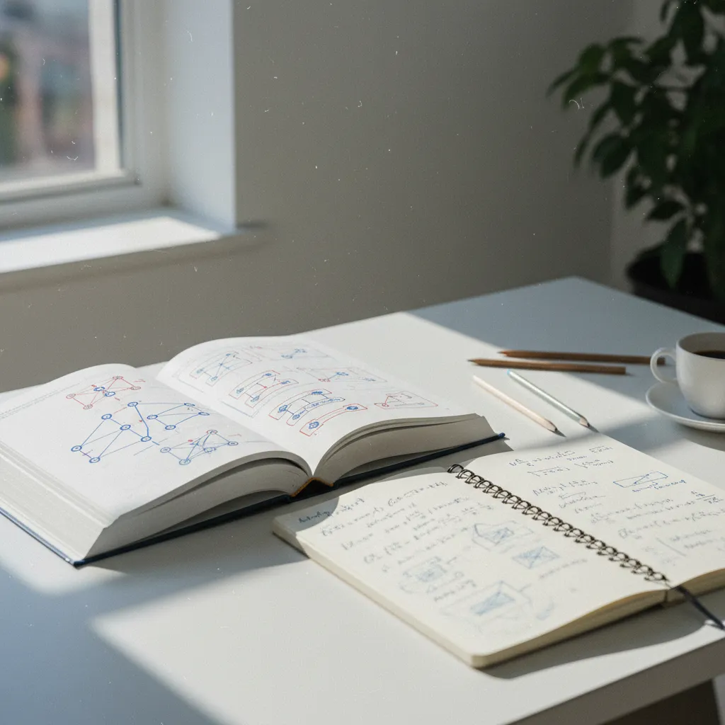 Un livre ouvert sur les réseaux de neurones avec des notes manuscrites