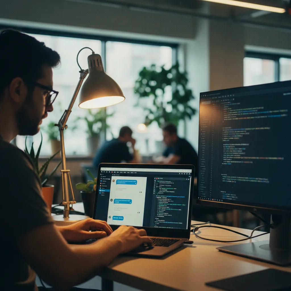 Un développeur freelance utilise un agent IA conversationnel pour accélérer son travail de code