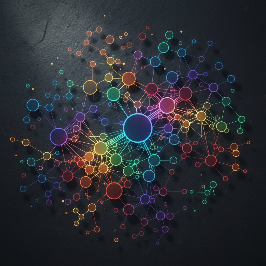 Visualisation abstraite d'un réseau de liens internes reliant les pages d'un site web