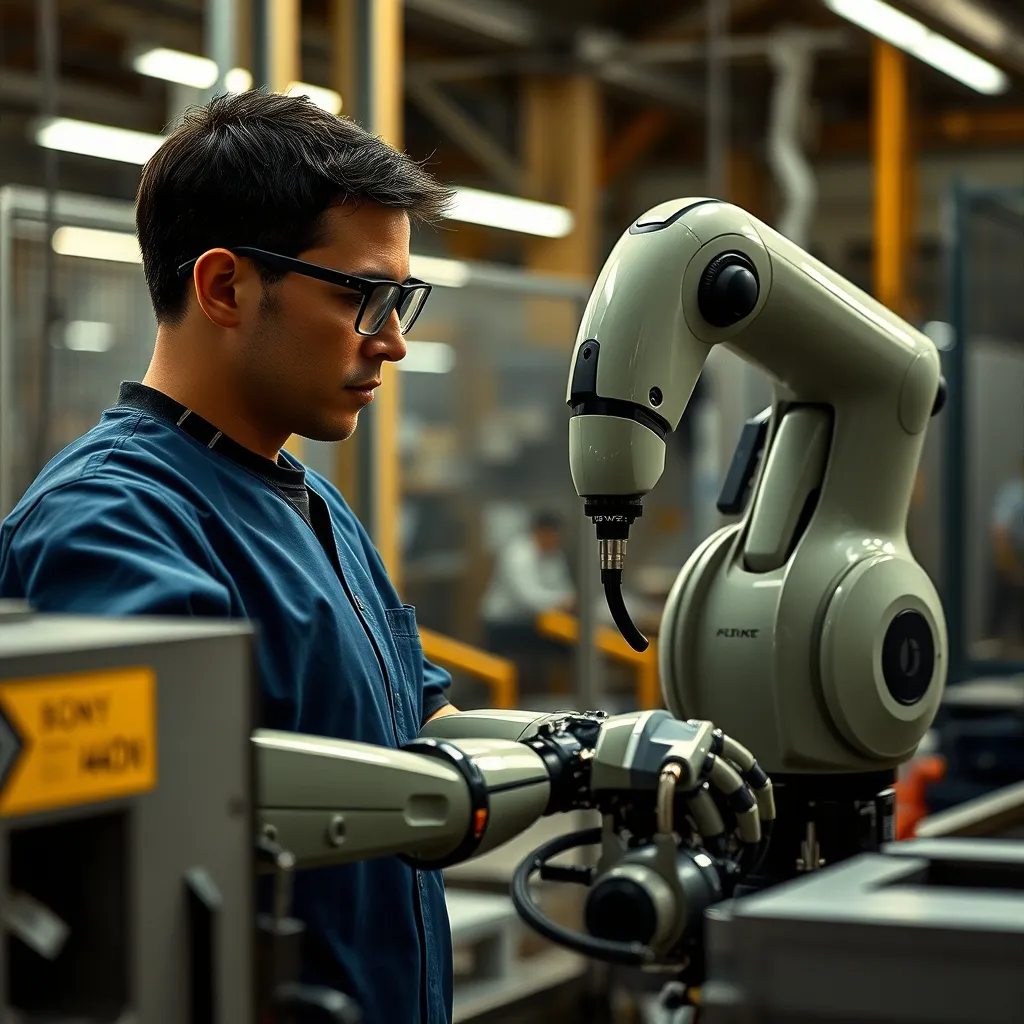 Cobot collaboratif en action aux côtés d'un opérateur sur un poste d'assemblage