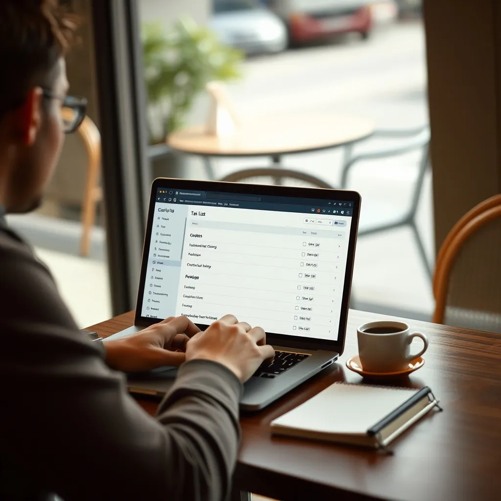 Un développeur freelance organisant ses tâches depuis un café parisien