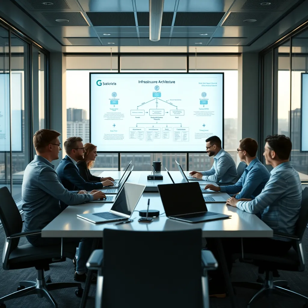 Équipe projet évaluant les options d'infrastructure cloud et on-premises