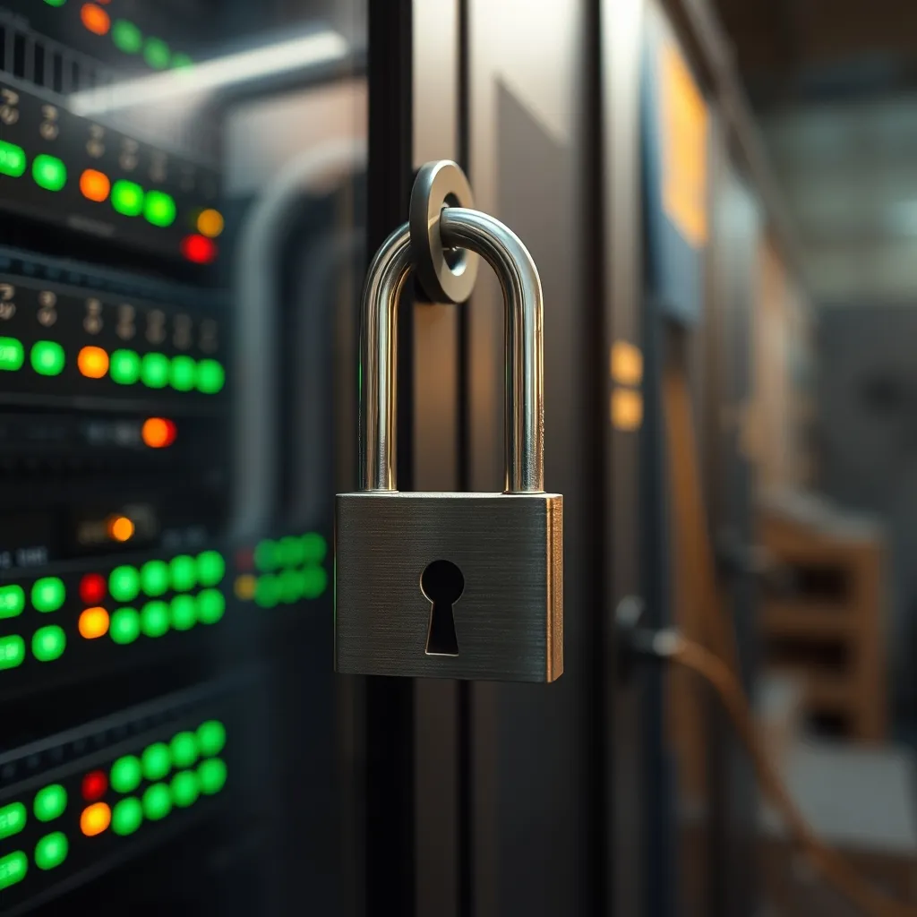Cadenas sur une armoire serveur symbolisant la sécurité des données