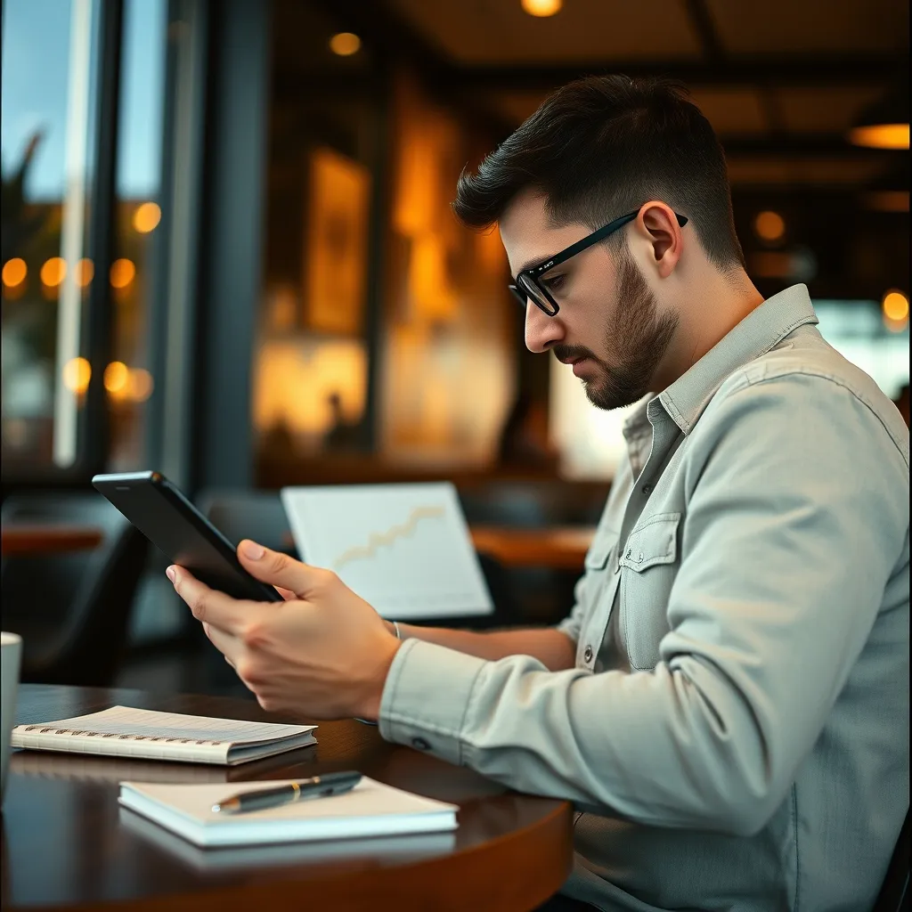 Consultation des statistiques de sites clients sur tablette depuis un café parisien