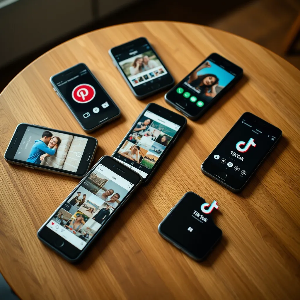 Smartphones affichant les principales applications de réseaux sociaux visuels