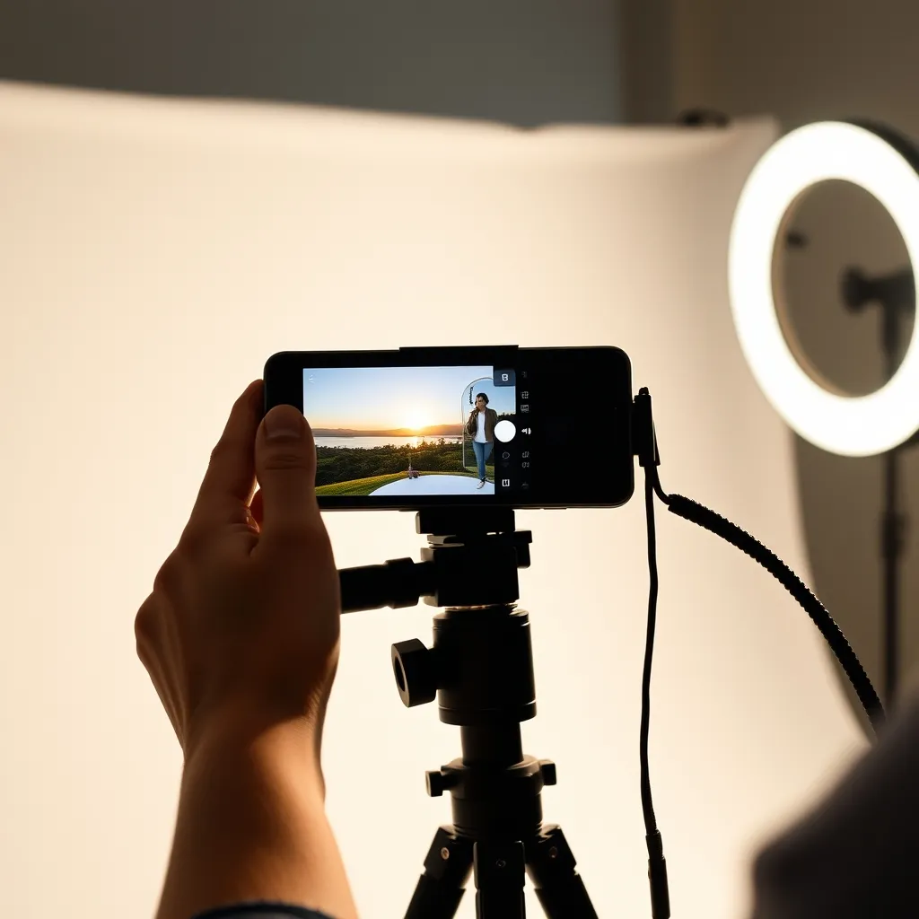Créateur de contenu photographiant un produit pour publication sur les réseaux sociaux
