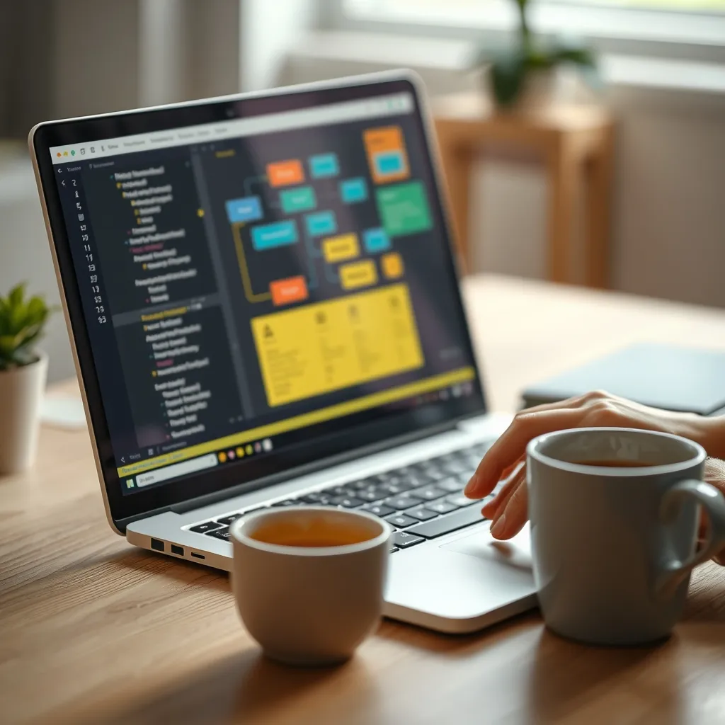 Interface visuelle d une plateforme no-code avec ses blocs logiques et connexions API