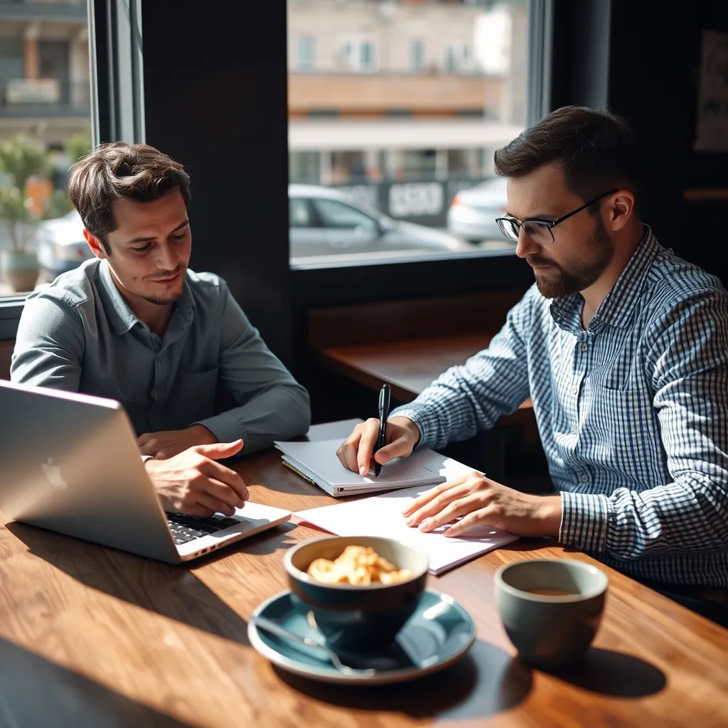 Réunion entre un consultant SEO freelance et son client pour présenter les résultats d'un audit