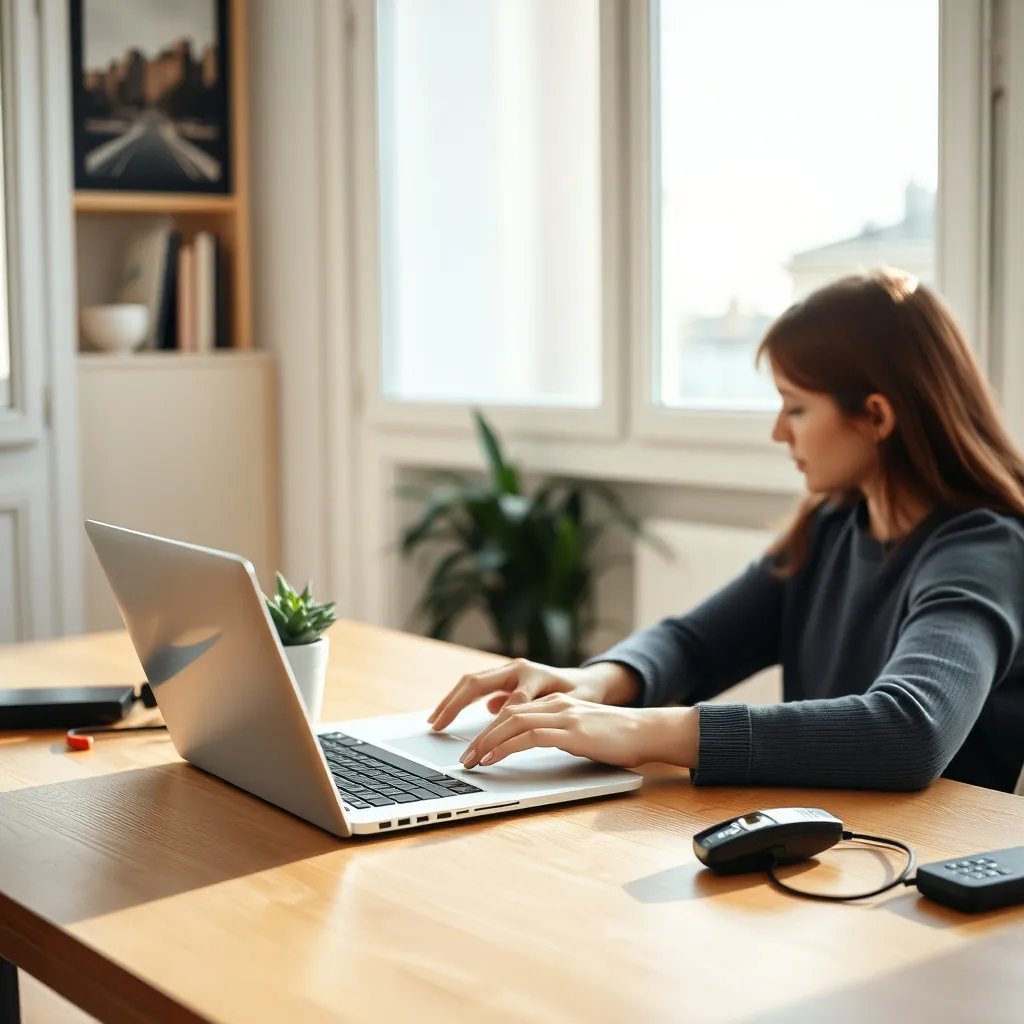 Un freelance prépare une campagne de contact emailing depuis son bureau parisien