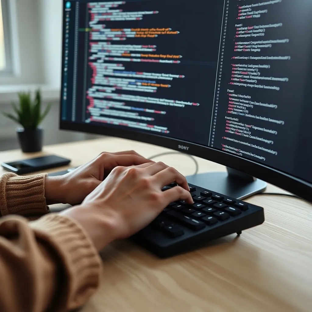 Un développeur web nantais travaille sur un projet client en code sur mesure