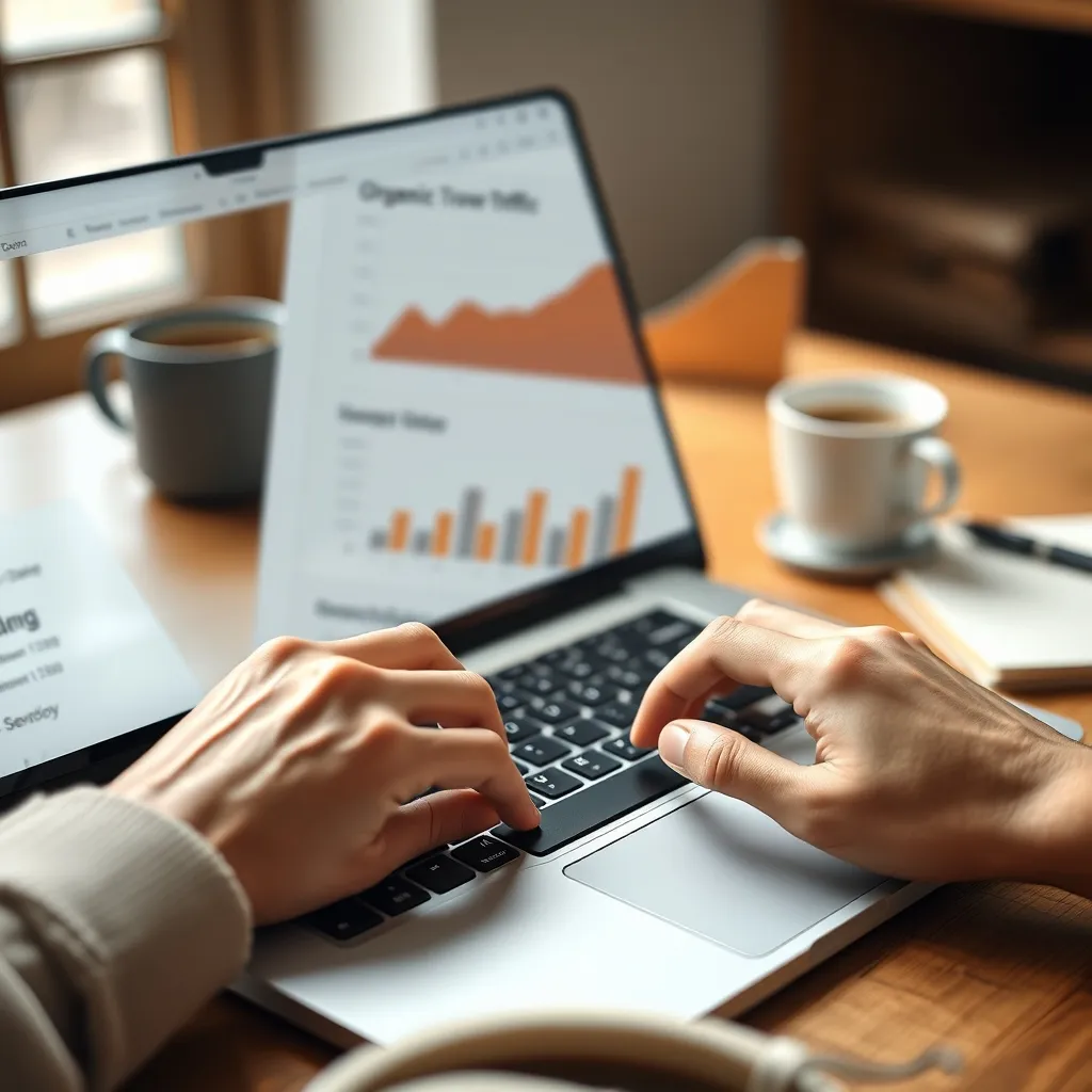Suivi des performances SEO d'une boutique en ligne sur un tableau de bord analytics