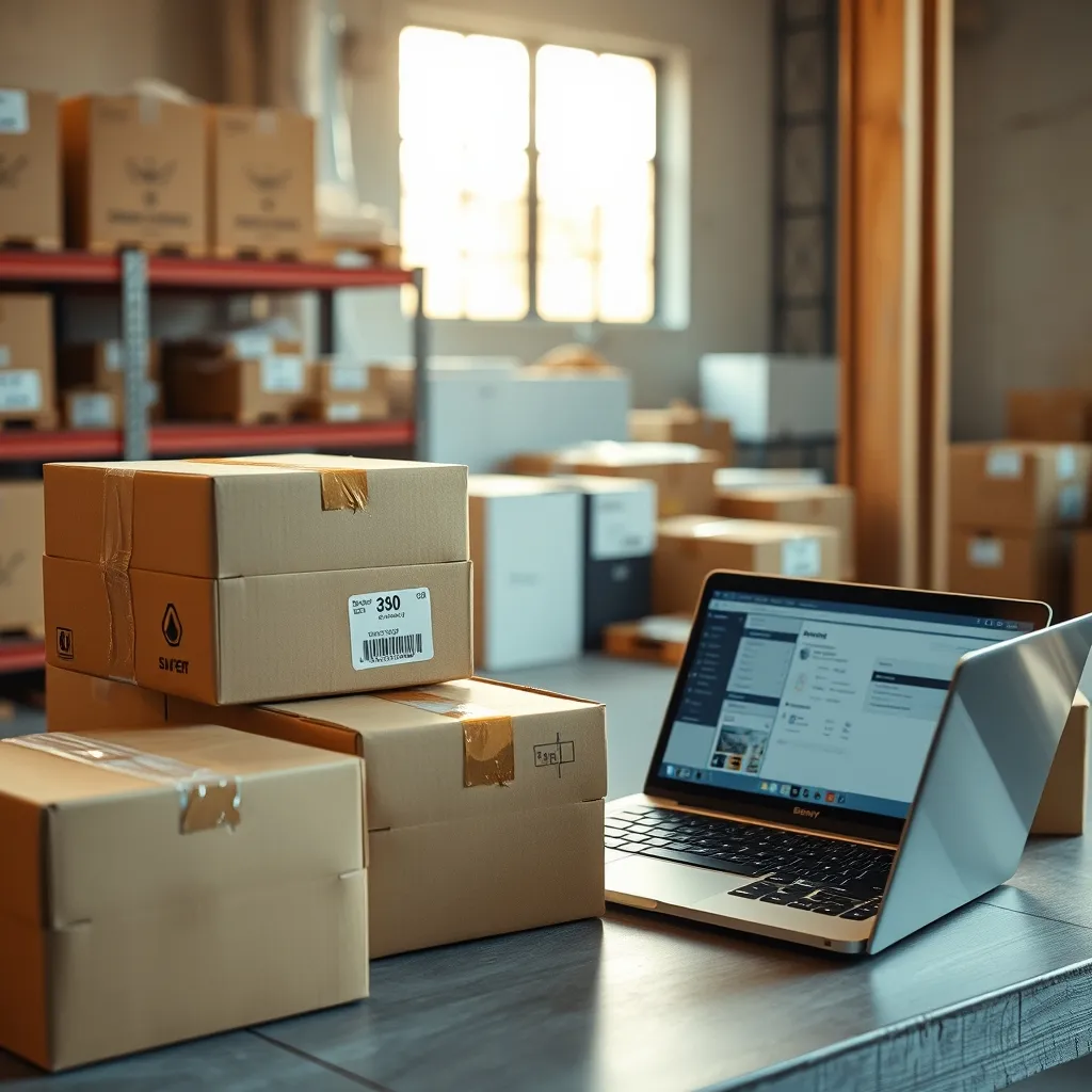 Préparation de commandes e-commerce dans un entrepôt logistique
