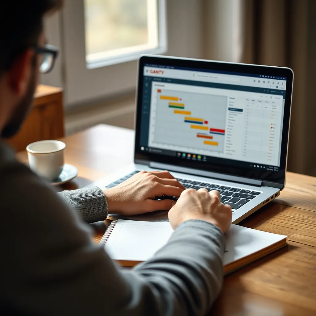 Planification détaillée d un projet web avec un diagramme de Gantt sur écran