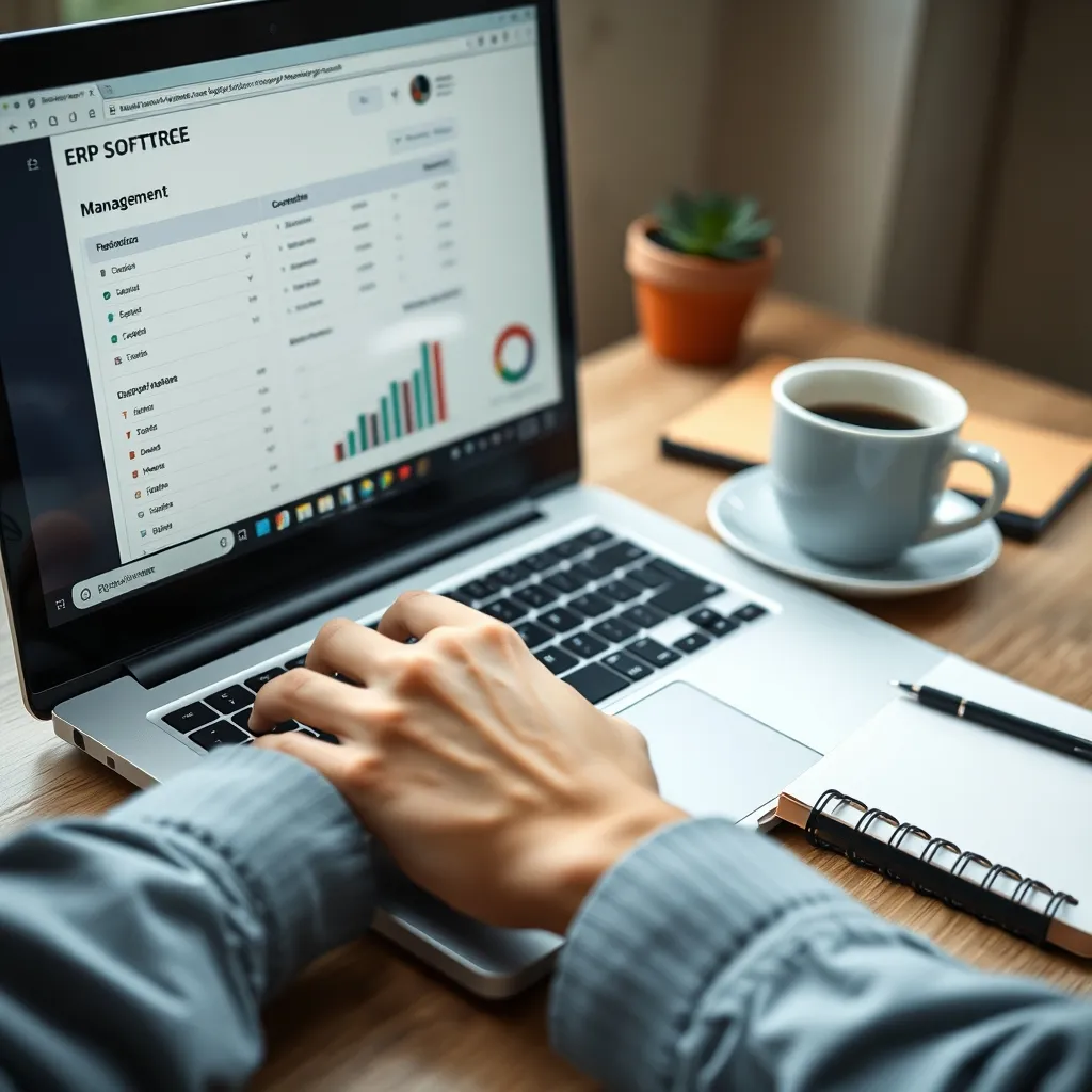 Gestion des stocks et des commandes via un ERP sur ordinateur portable