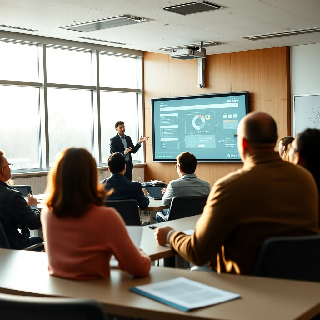 Session de formation des utilisateurs clés lors du déploiement d'un ERP en entreprise