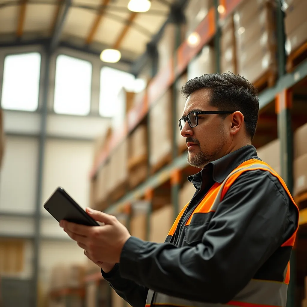 Vérification des stocks sur tablette connectée au module ERP logistique