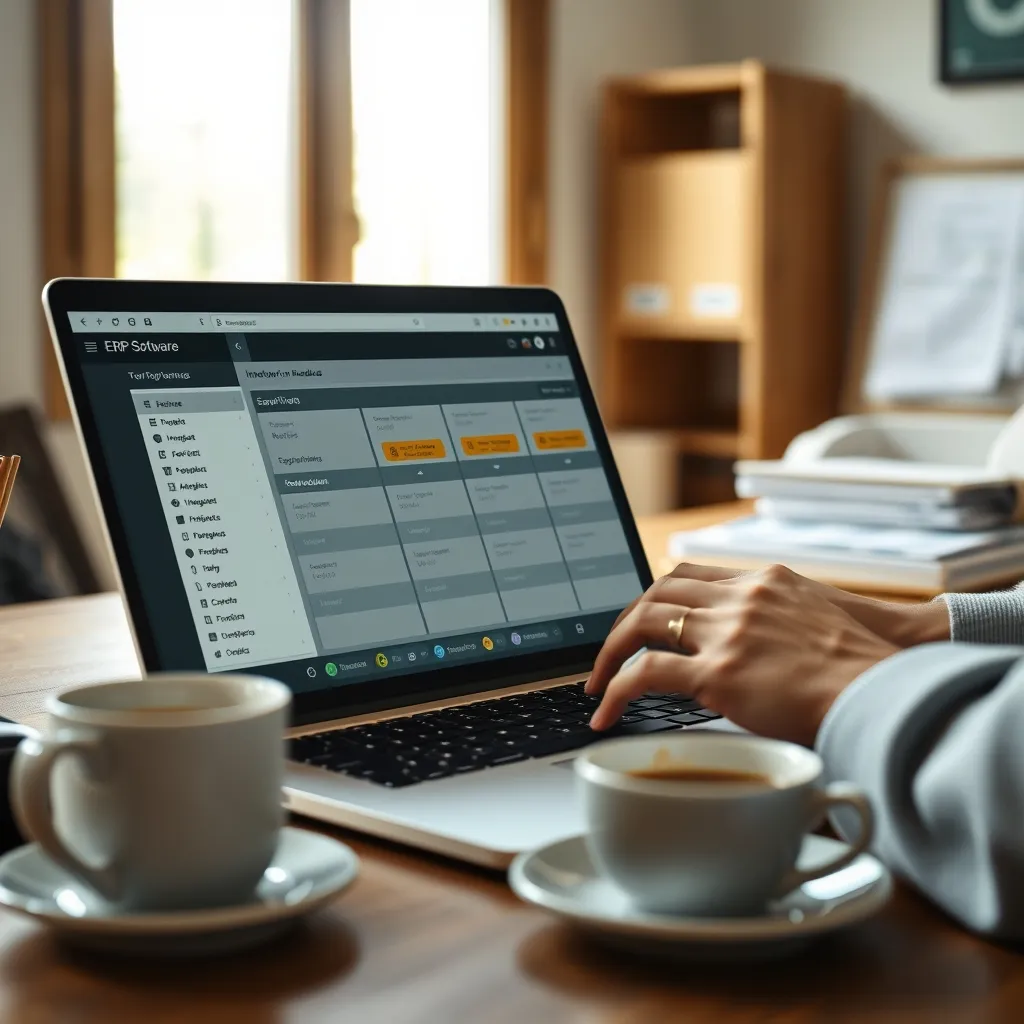 Interface d'un logiciel ERP utilisé lors d'une session de formation à la gestion intégrée