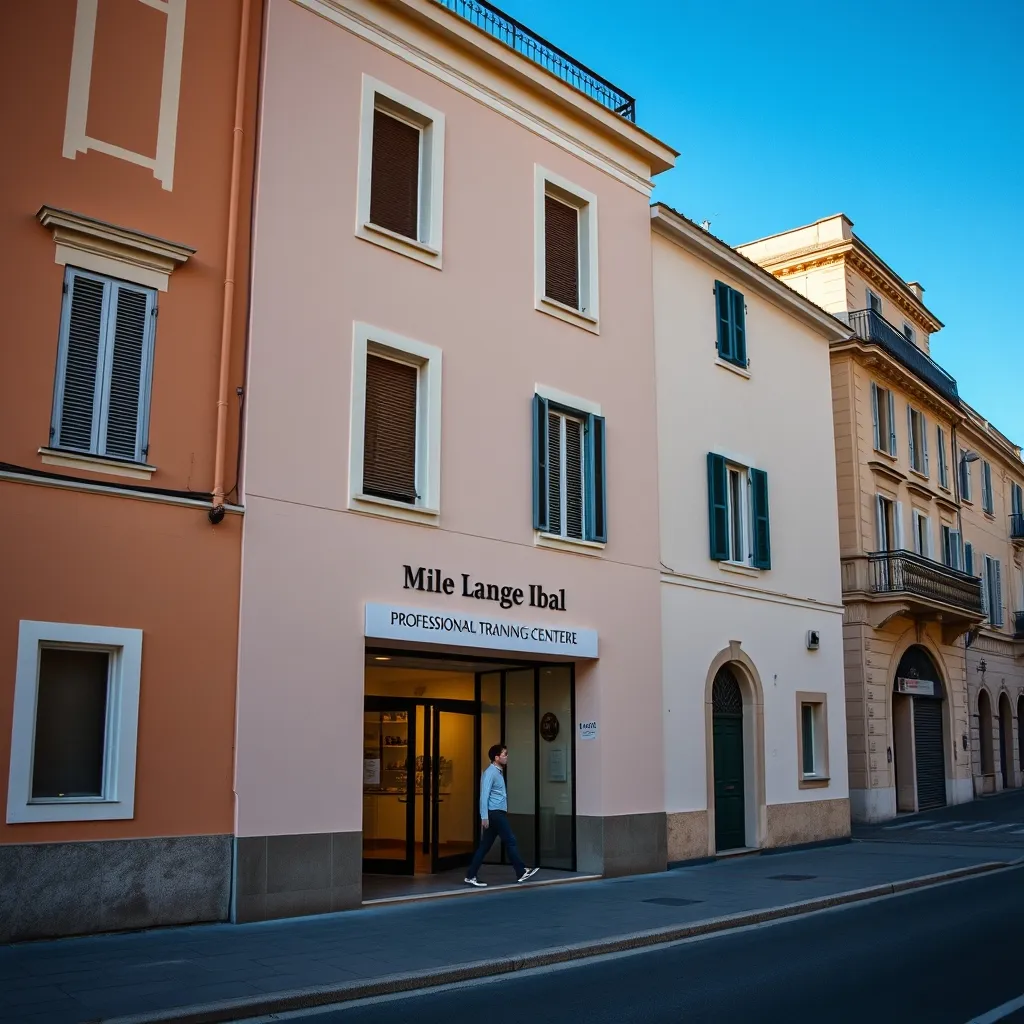 Façade d'un centre de formation professionnelle dans le centre-ville de Nice