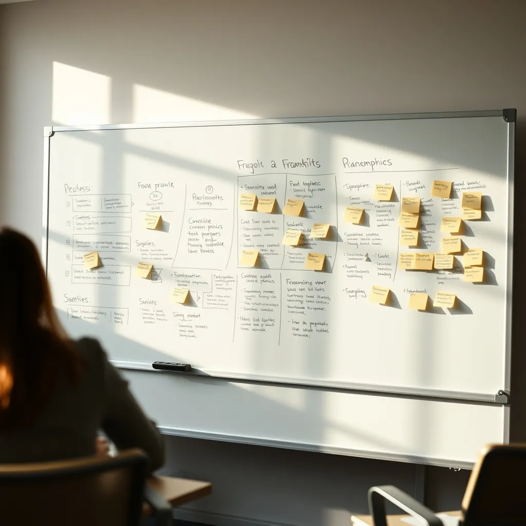 Tableau blanc avec des diagrammes d architecture pour comparer les frameworks JavaScript