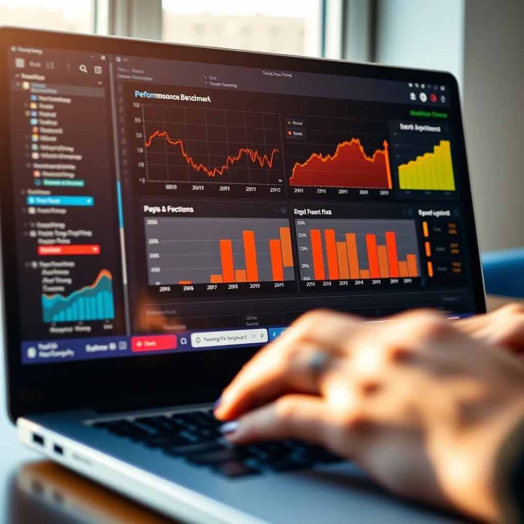 Benchmarks de performance affichés sur un écran pour comparer les frameworks JavaScript