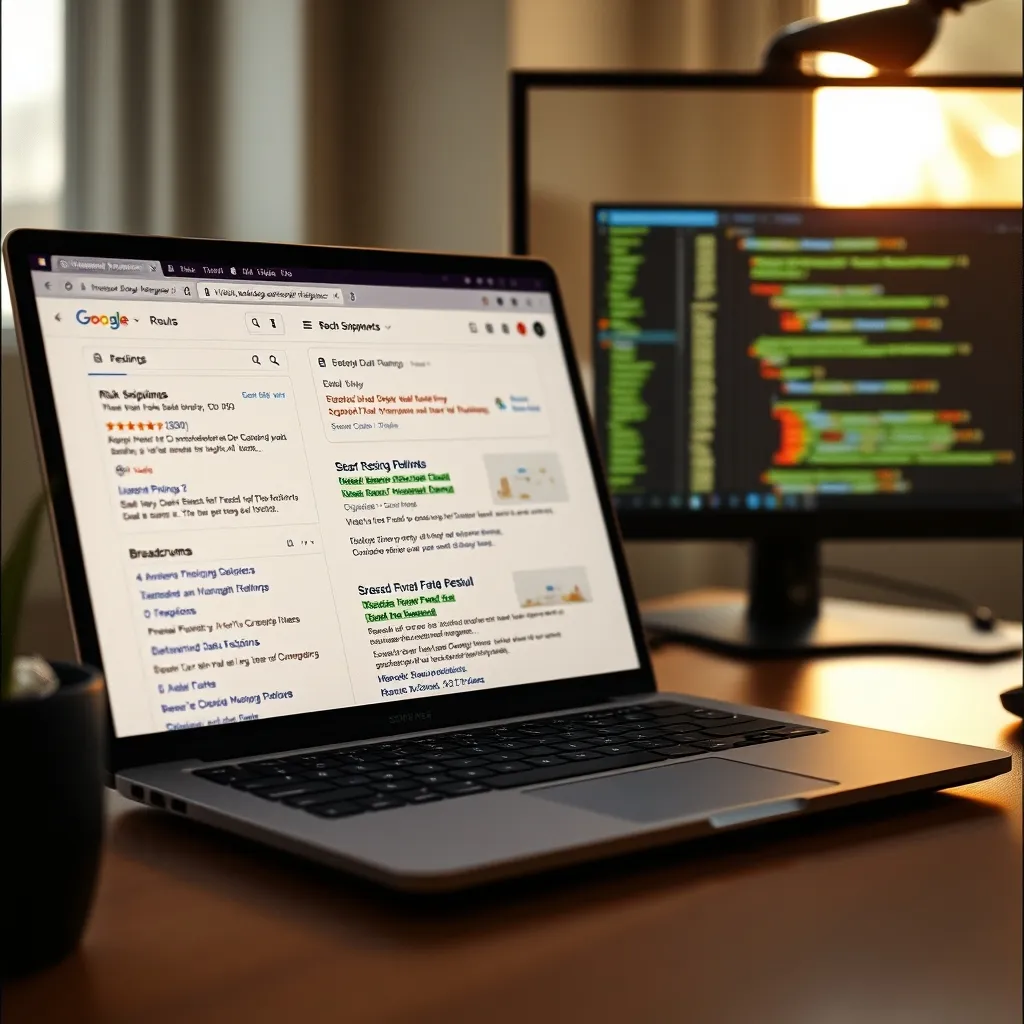 Les données structurées Schema.org transforment un simple lien bleu en résultat enrichi avec étoiles, prix et navigation visible