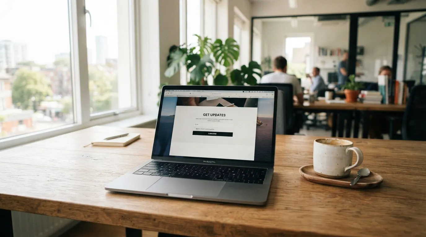 Formulaire d'inscription email avec case de consentement non cochée, conforme aux exigences du RGPD
